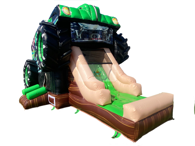 23ft The Grave Digger Truck Combo Bounce House with Dry Slide