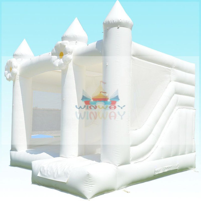 Wedding White Bounce House with Slide