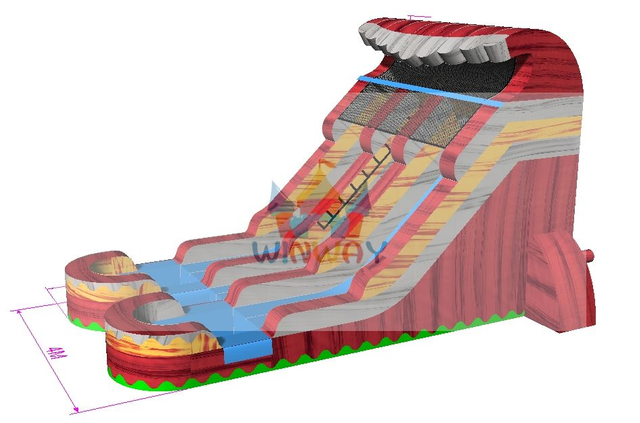 Fire Red Dual Lane Wave Water Slide