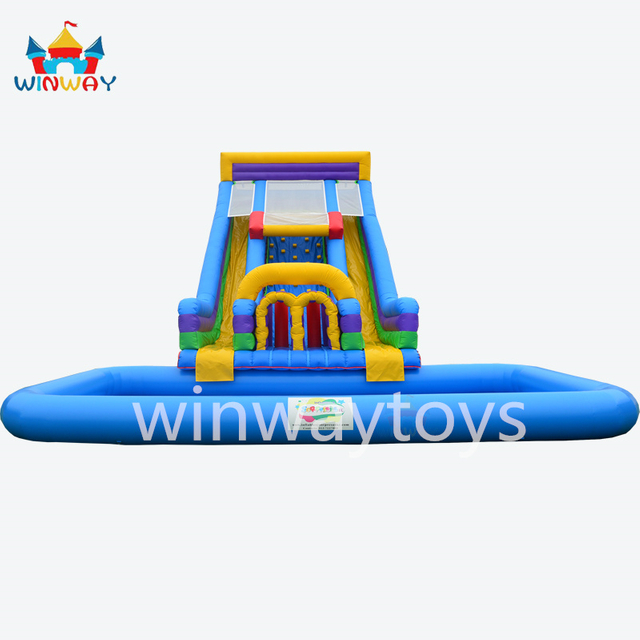 Inflatable slide with pool