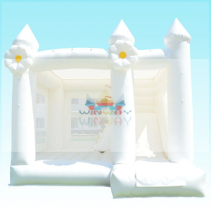 Wedding White Bounce House with Slide