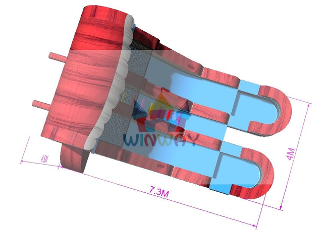 Fire Red Dual Lane Wave Water Slide