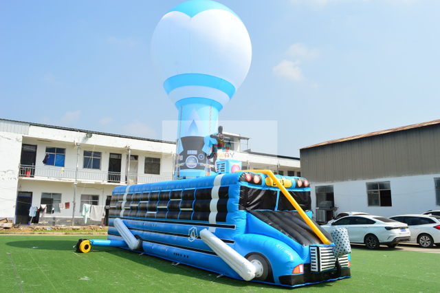 Giant Inflatable Bus Obstacle Course with Blower