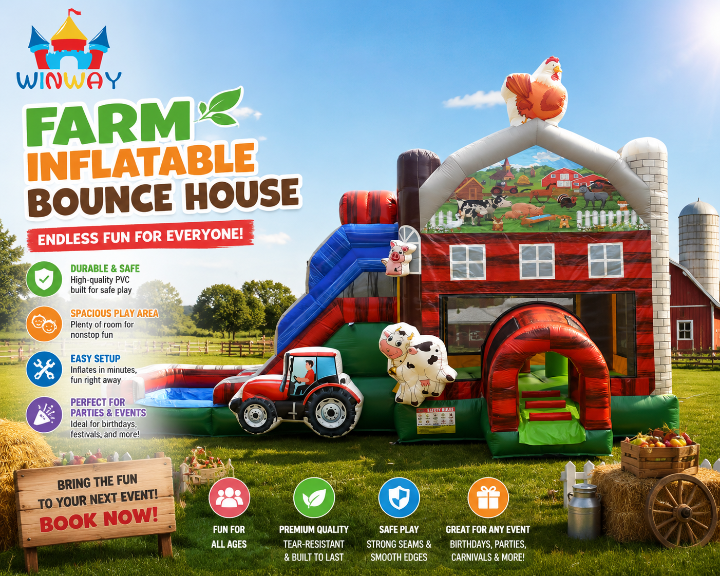 Farm Adventure Inflatable Bounce House